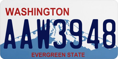 WA license plate AAW3948