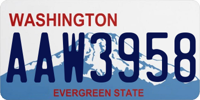 WA license plate AAW3958