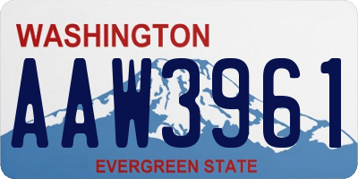 WA license plate AAW3961