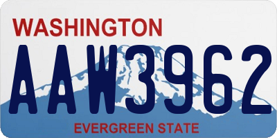 WA license plate AAW3962