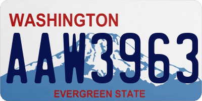 WA license plate AAW3963
