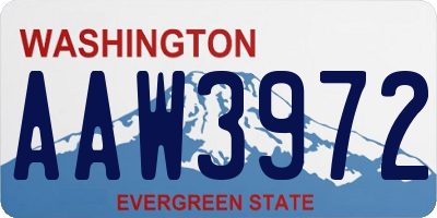 WA license plate AAW3972