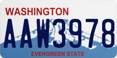 WA license plate AAW3978