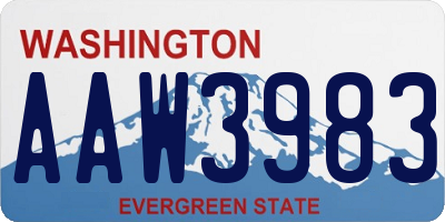 WA license plate AAW3983