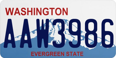 WA license plate AAW3986