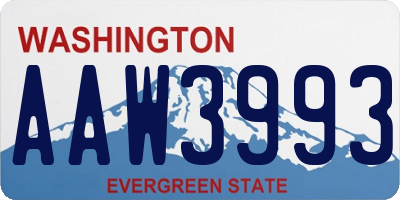 WA license plate AAW3993