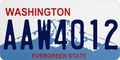 WA license plate AAW4012