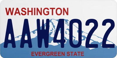 WA license plate AAW4022