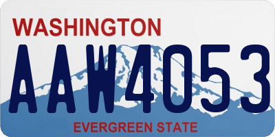 WA license plate AAW4053