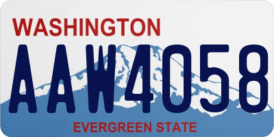 WA license plate AAW4058