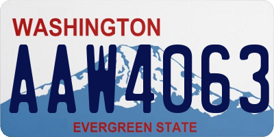 WA license plate AAW4063