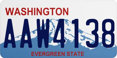WA license plate AAW4138