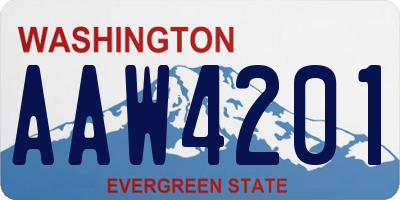 WA license plate AAW4201