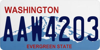 WA license plate AAW4203