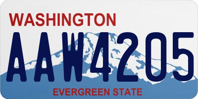WA license plate AAW4205
