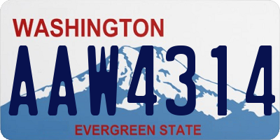 WA license plate AAW4314