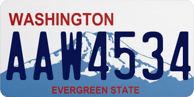 WA license plate AAW4534