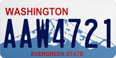WA license plate AAW4721