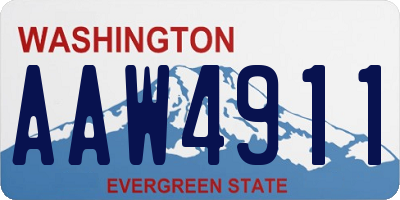 WA license plate AAW4911