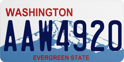 WA license plate AAW4920