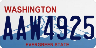 WA license plate AAW4925