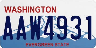 WA license plate AAW4931
