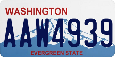 WA license plate AAW4939