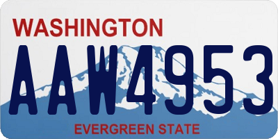 WA license plate AAW4953