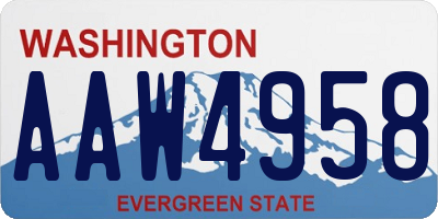WA license plate AAW4958