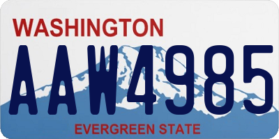 WA license plate AAW4985