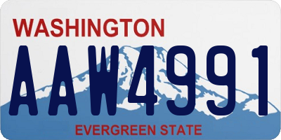 WA license plate AAW4991
