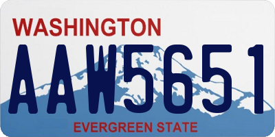 WA license plate AAW5651
