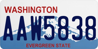 WA license plate AAW5838