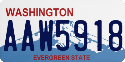 WA license plate AAW5918