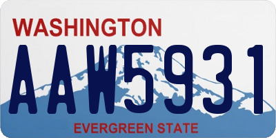 WA license plate AAW5931
