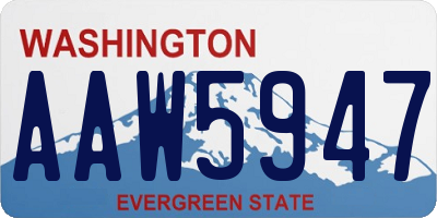 WA license plate AAW5947