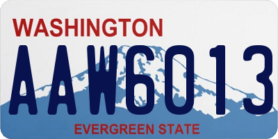 WA license plate AAW6013