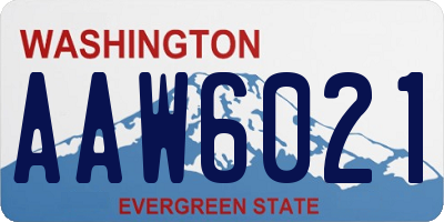 WA license plate AAW6021