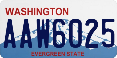 WA license plate AAW6025