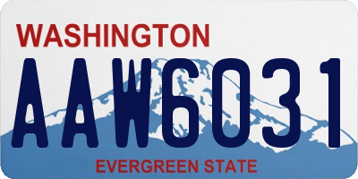 WA license plate AAW6031