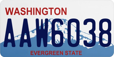 WA license plate AAW6038