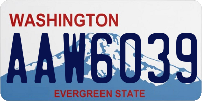 WA license plate AAW6039