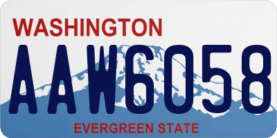 WA license plate AAW6058