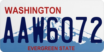 WA license plate AAW6072