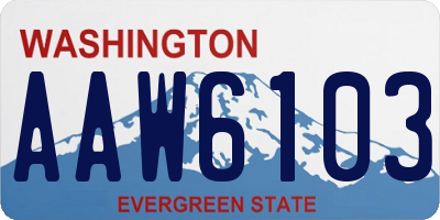 WA license plate AAW6103