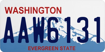 WA license plate AAW6131