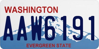 WA license plate AAW6191