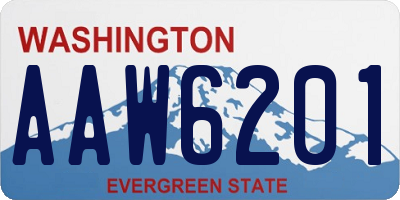WA license plate AAW6201
