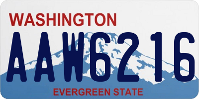 WA license plate AAW6216