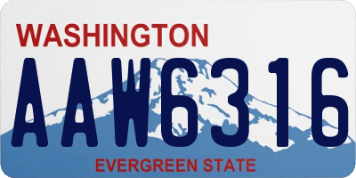 WA license plate AAW6316